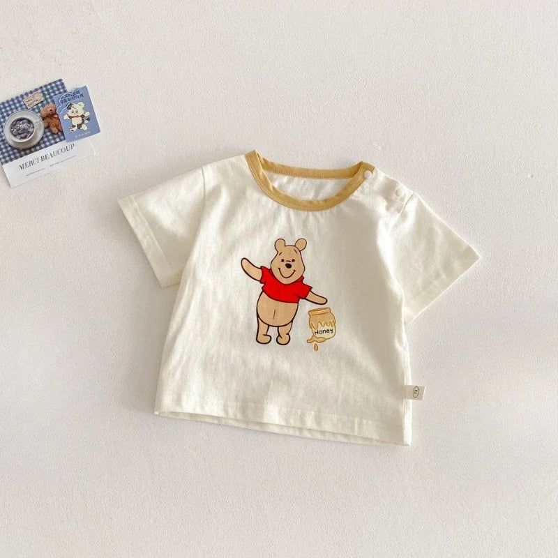 Camiseta y Short de Mezclilla con Tirantes de Winnie Pooh  (9m- 9T)