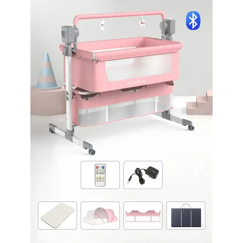 Cuna Colecho Eléctrica Multifuncional 5 en 1 (Colecho, Mecedora y Altura Ajustable)