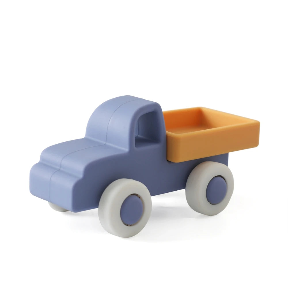 Coche de Juguete Montessori de Silicona | 2-en-1 Mordedera y Juguete Educativo