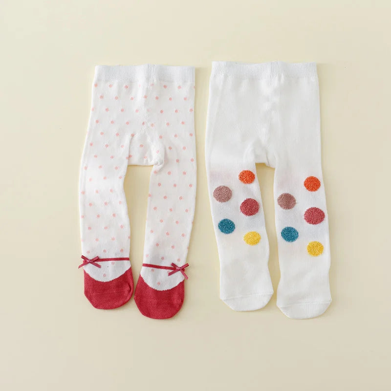 Set de 2 Pantimedias Tejidas de Algodón para Bebé Niña -(0-12M)