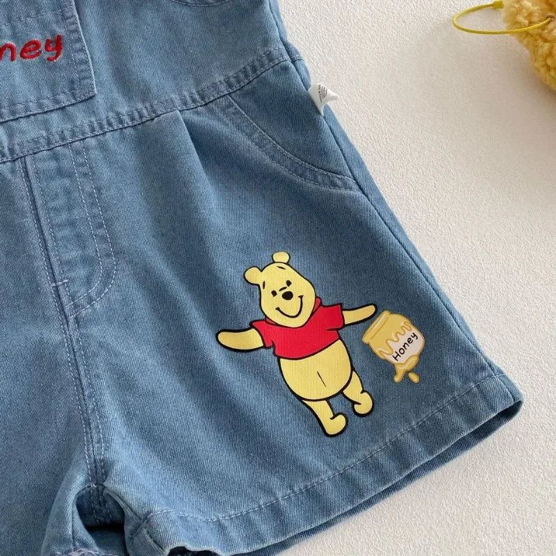 Camiseta y Short de Mezclilla con Tirantes de Winnie Pooh  (9m- 9T)
