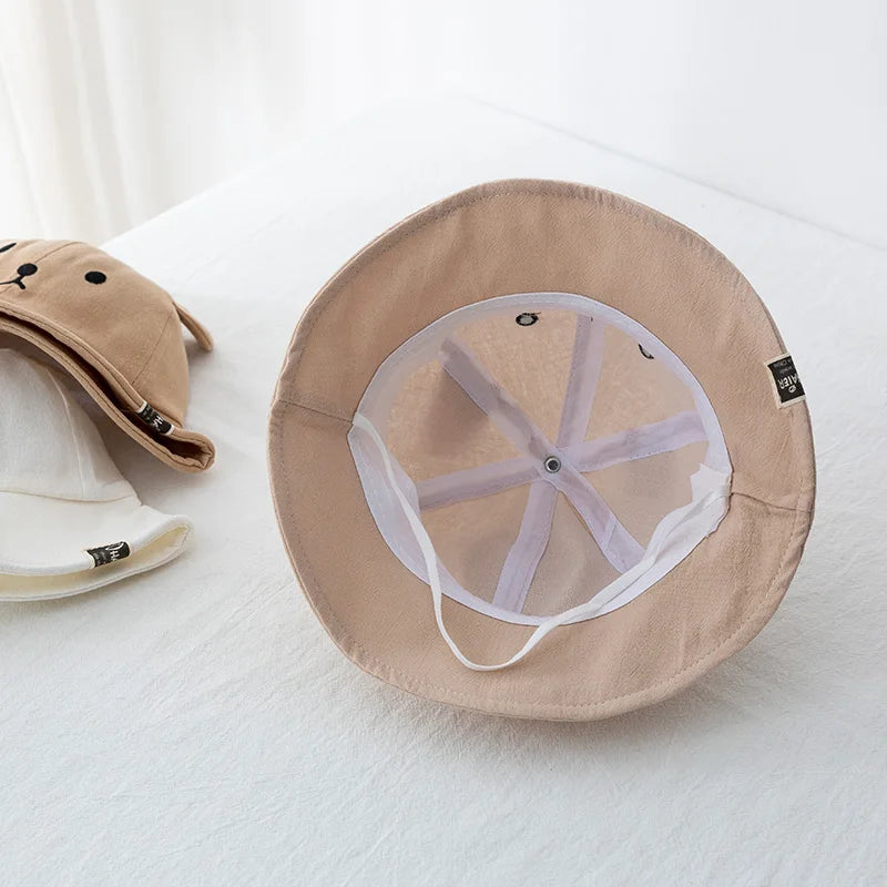 Gorro para el sol tipo cubo con Orejas de Oso: Protección y Ternura (3-18 Meses)