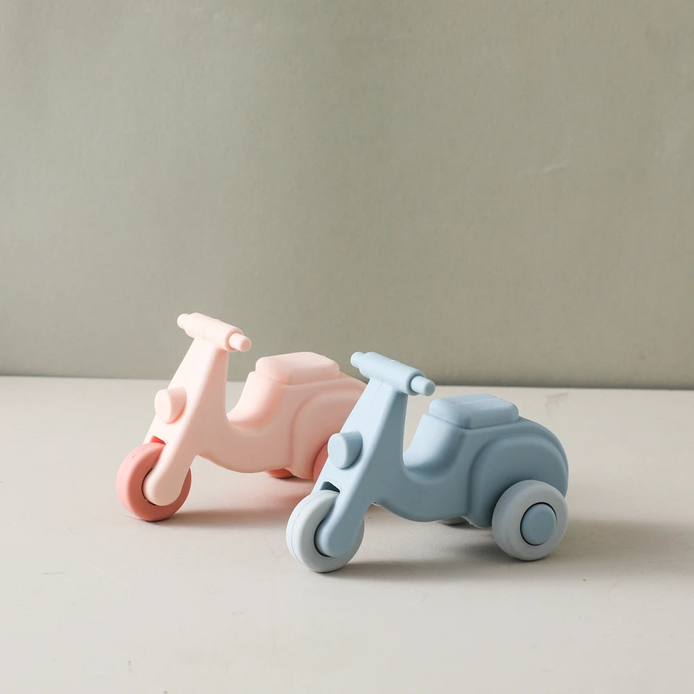 Coche de Juguete Montessori de Silicona | 2-en-1 Mordedera y Juguete Educativo