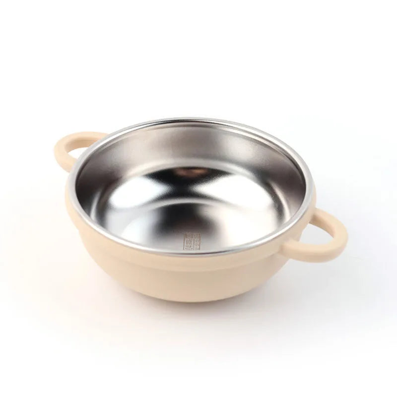 Tazón de Alimentación Dual | Acero Inoxidable Interior con Ventosa de Silicona Antideslizante