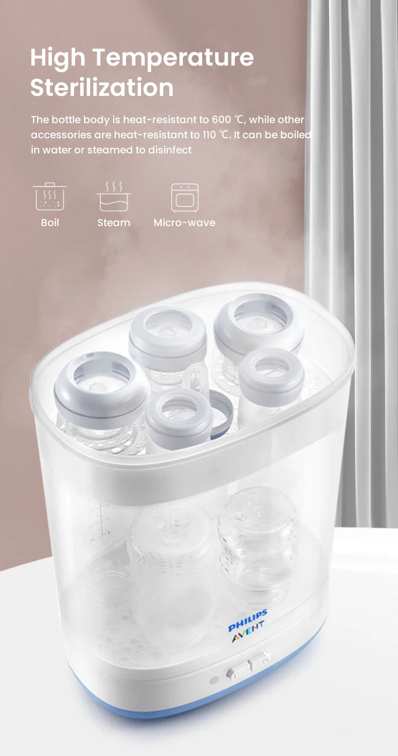 Biberón de Vidrio Philips Avent (125 ml/160 ml) | Borosilicato Puro, Calibre Ancho y Sistema Air Flex