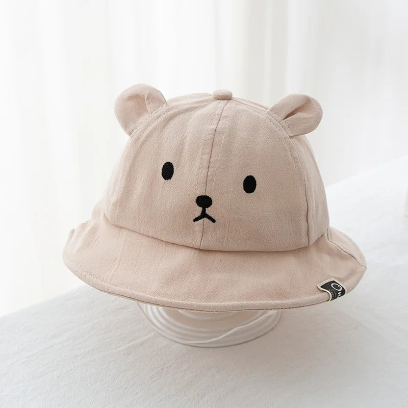 Gorro para el sol tipo cubo con Orejas de Oso: Protección y Ternura (3-18 Meses)