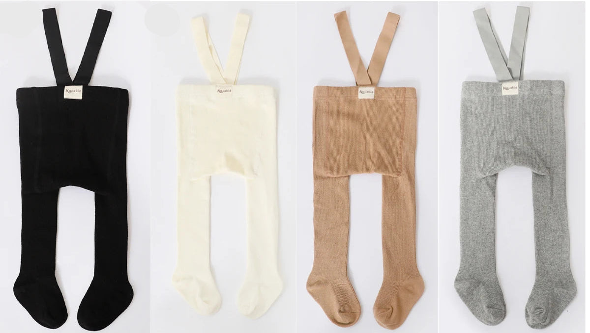 Pantimedias con Tirantes para Bebé (Unisex) - Tejido Sólido de Cintura Alta