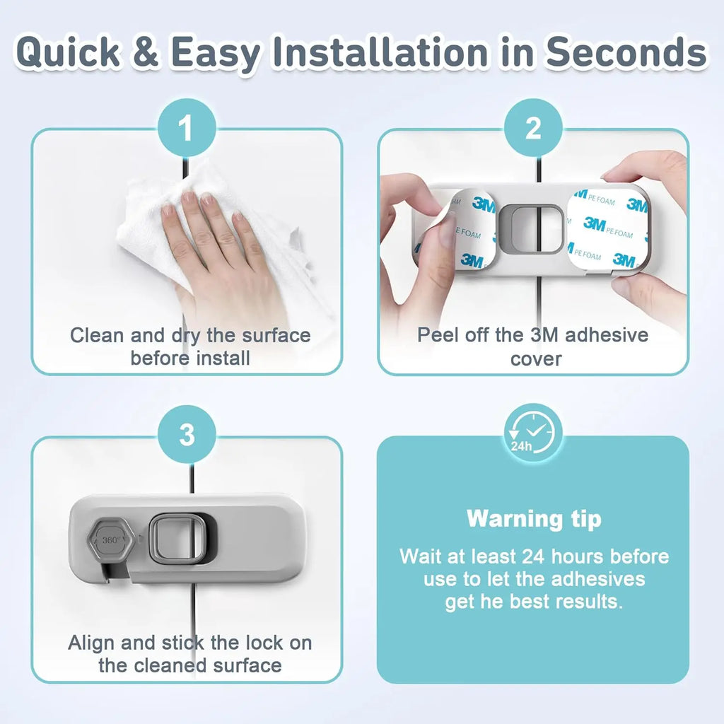 Seguros Adhesivos para Refrigerador,Congelador,cajones (6 Piezas)