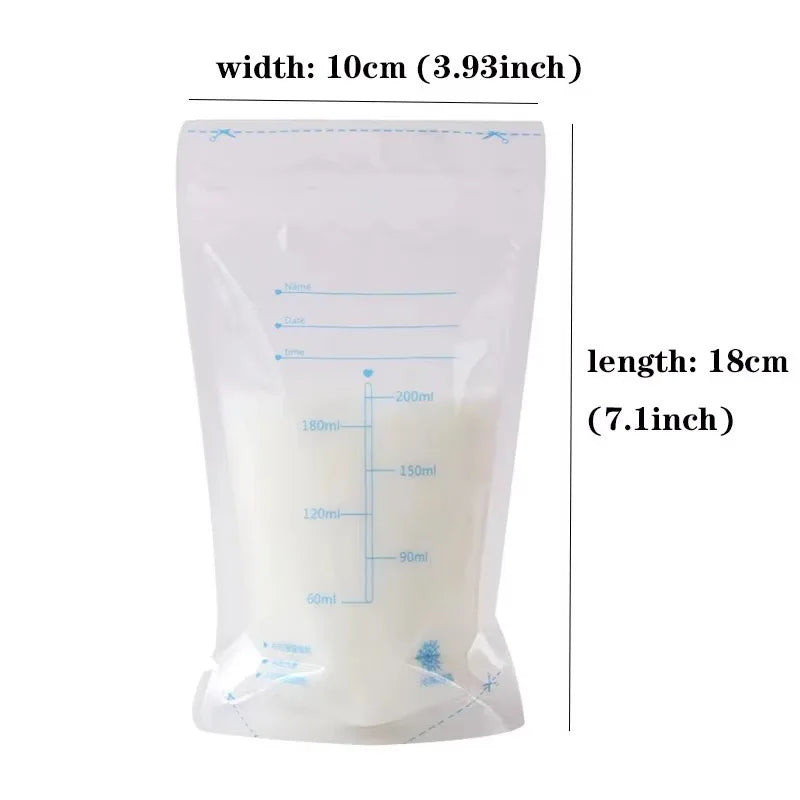 30 Uds. Bolsas para Leche Materna| 200 ml, Doble Sello y Boquilla