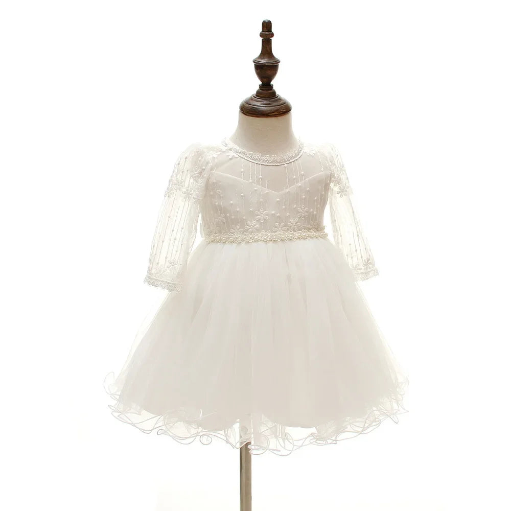 Vestido Blanco de Princesa para Bebé Niña | Bautizo, Boda y Primer Cumpleaños (0-24M)