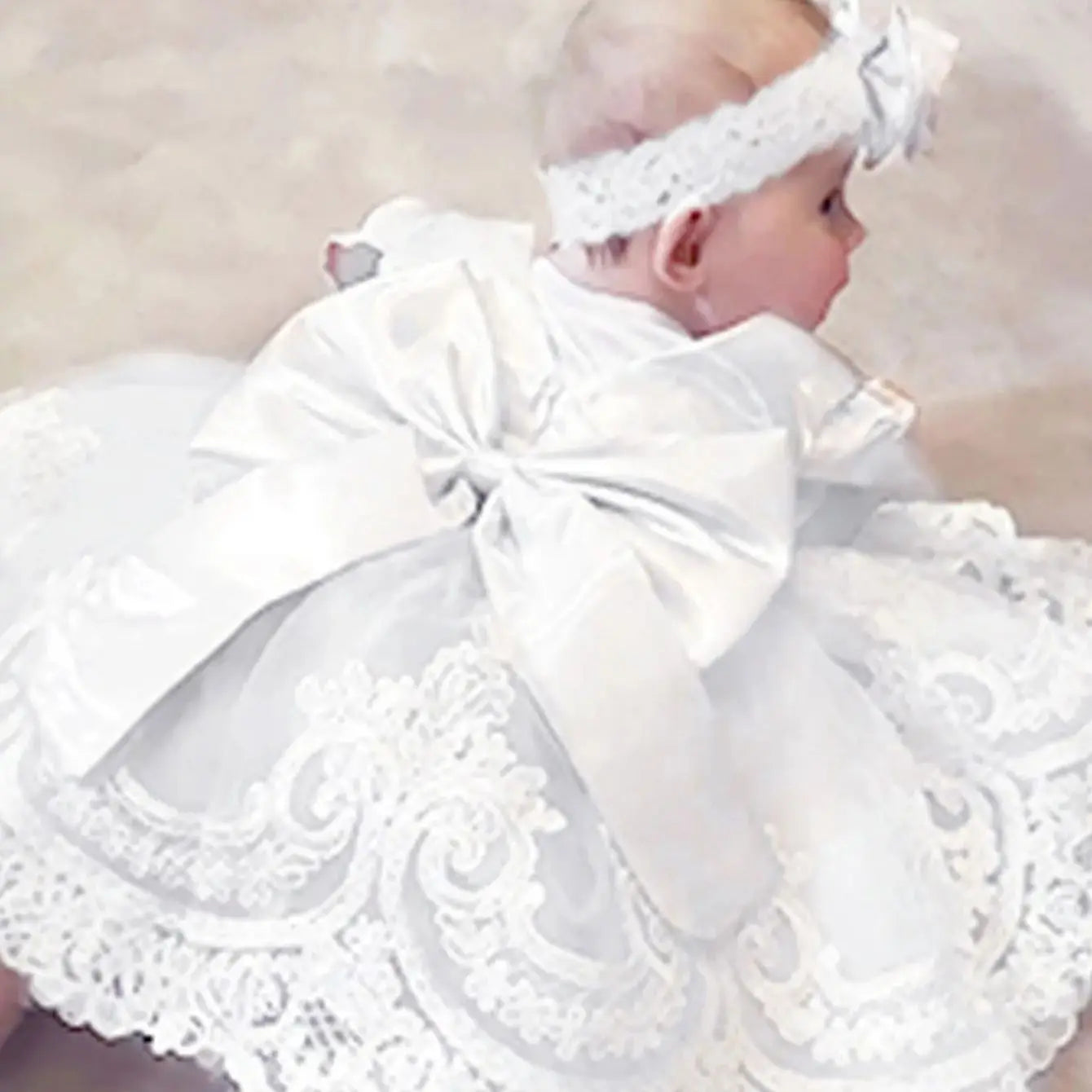 Vestido de Gala de Encaje y Tul para Bebé Niña: Bautizo y fiesta (0-2 Años)