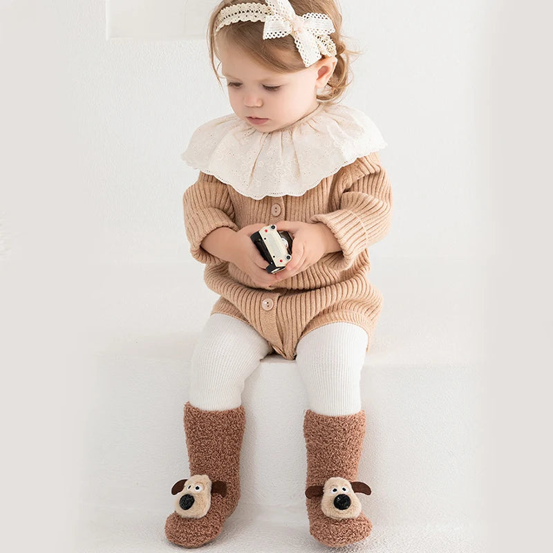 Calcetines de Invierno Cálidos y Antideslizantes para Bebé (Perrito Tridimensional)