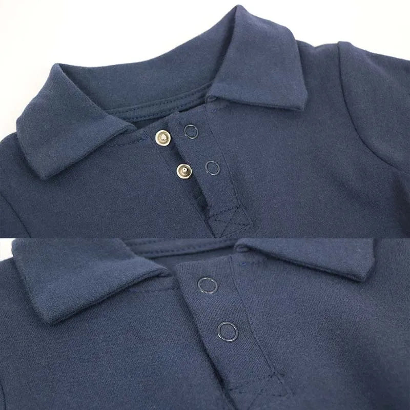 Mameluco Polo de Algodón 100% - Manga Corta y Color Sólido (0-24 Meses)