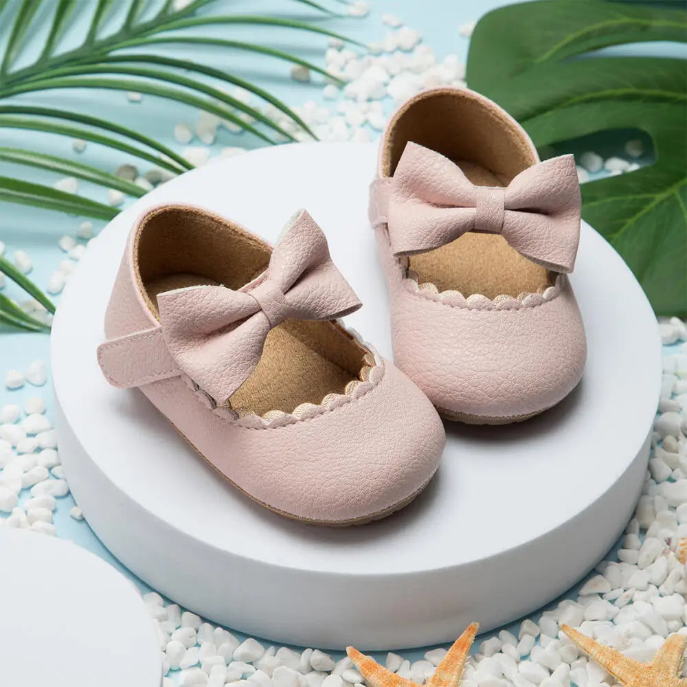 Zapatos Retro de Princesa con Moño - Suela Suave Antideslizante para Primeros Pasos