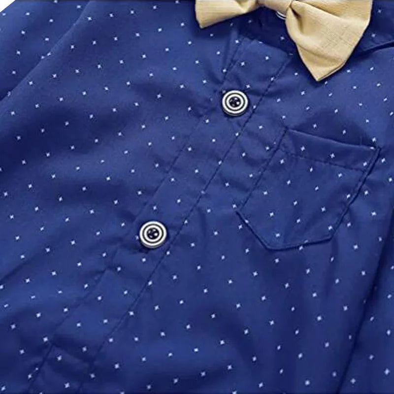 Conjunto de Boda y Fiesta Formal: Mameluco, Pantalón, Tirantes y Moño (3-24M)