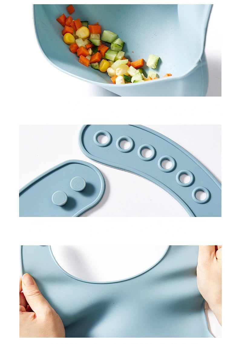 Babero de Silicona  |  Impermeable y Recolector