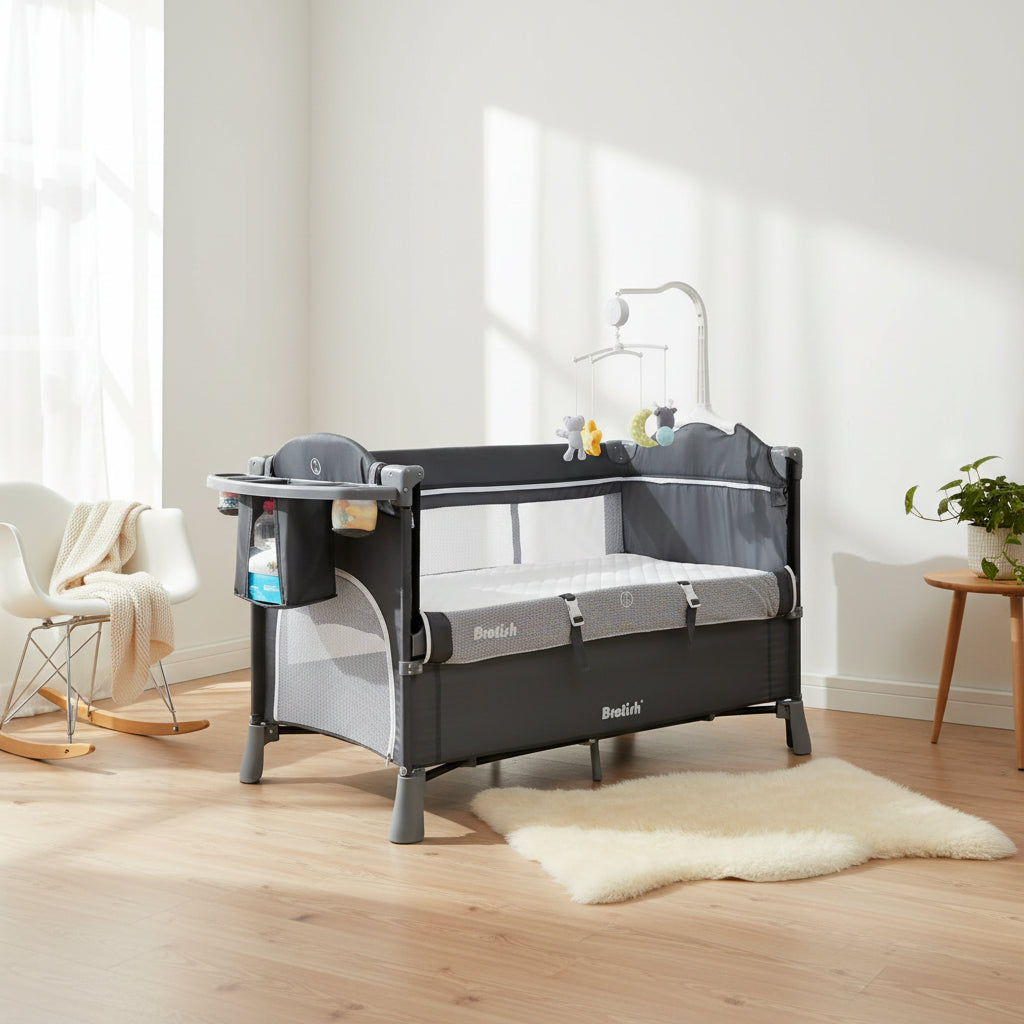 Cuna Plegable Multifuncional Brotish 5 en 1 (Colecho, Mecedora y Corral)