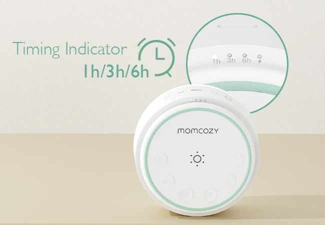 Máquina de Ruido Blanco para Bebé Momcozy | Portátil, 20 Sonidos para Dormir y Luz Nocturna Táctil