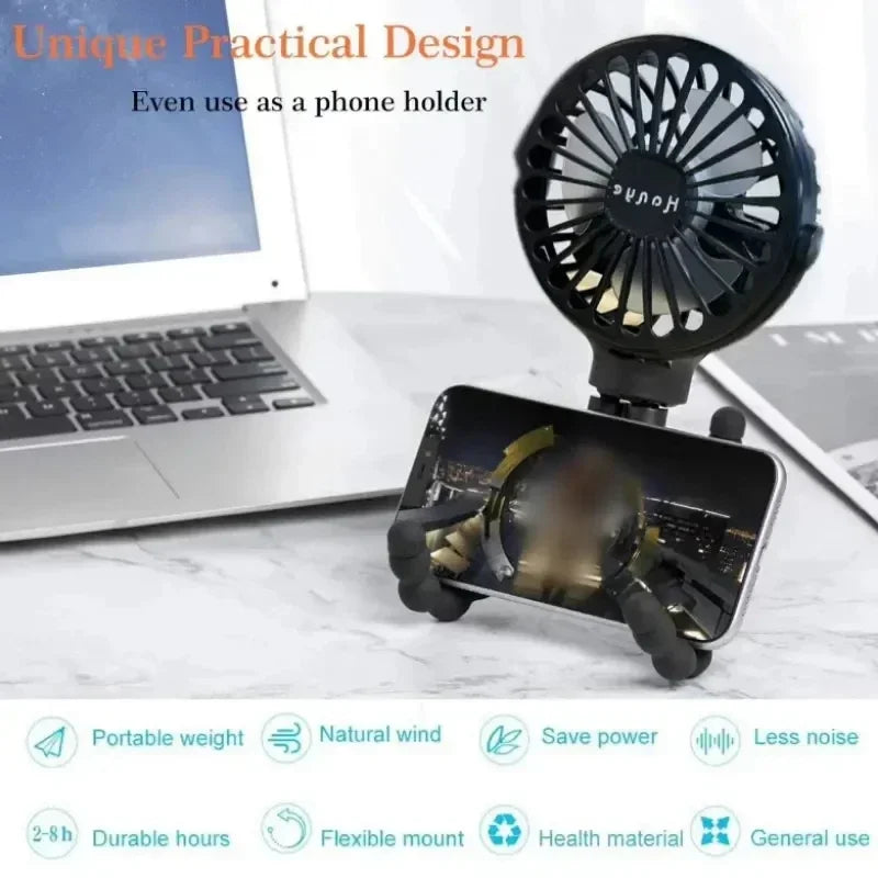 Ventilador portátil para carreola de bebé, recargable USB.