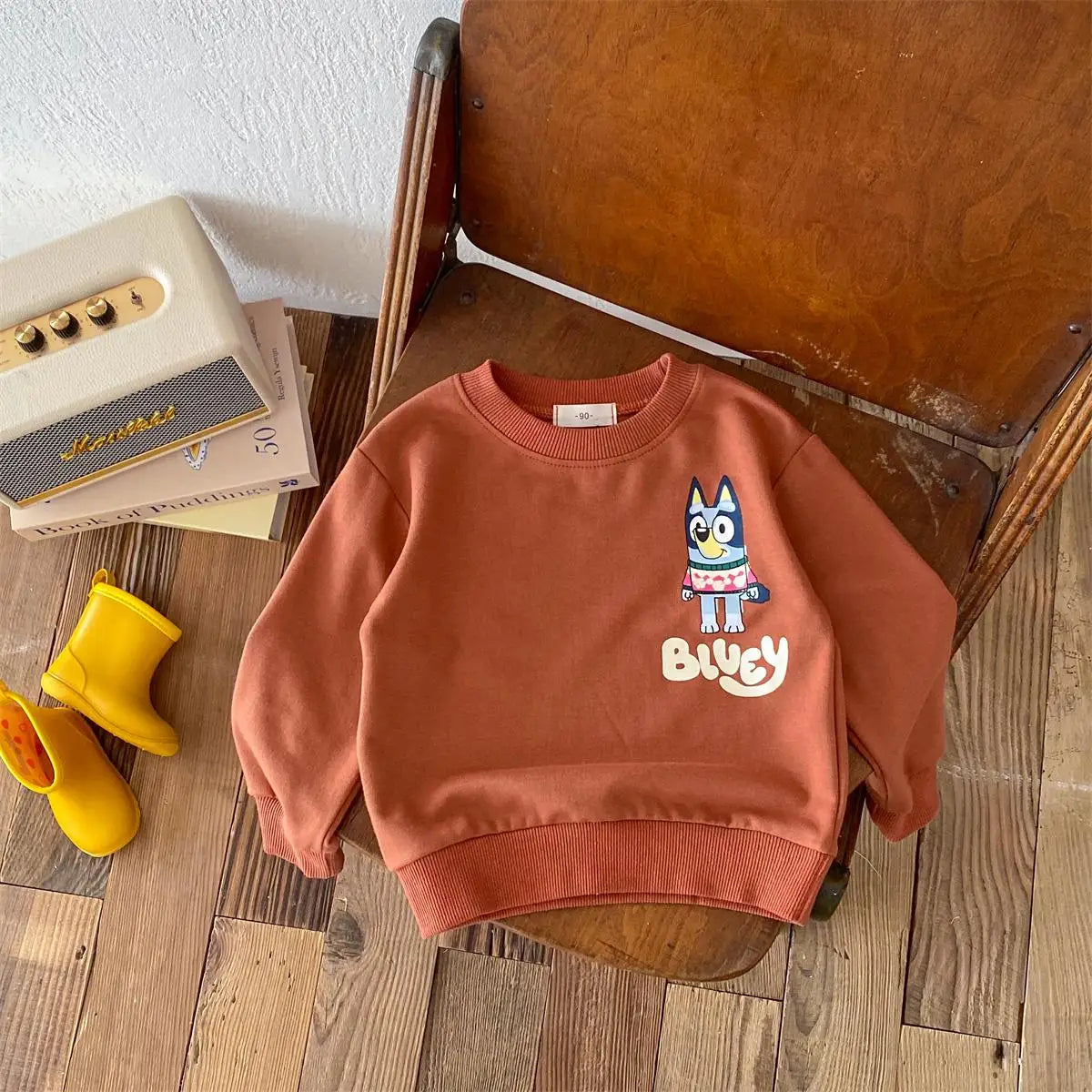 Sudadera Disney/Bluey: Comodidad Suelta y Estilo Casual (Primavera/Otoño) (6M-4T)