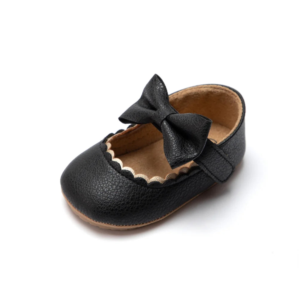 Zapatos Retro de Princesa con Moño - Suela Suave Antideslizante para Primeros Pasos