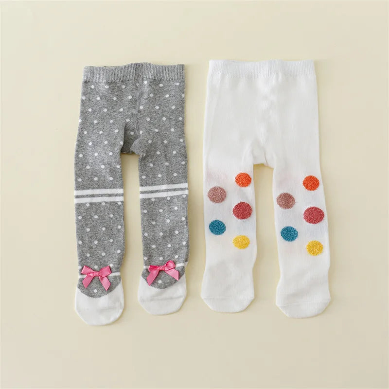 Set de 2 Pantimedias Tejidas de Algodón para Bebé Niña -(0-12M)