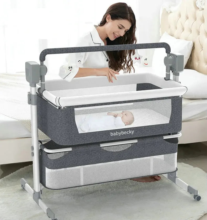 Cuna Colecho Eléctrica Multifuncional 5 en 1 (Colecho, Mecedora y Altura Ajustable)