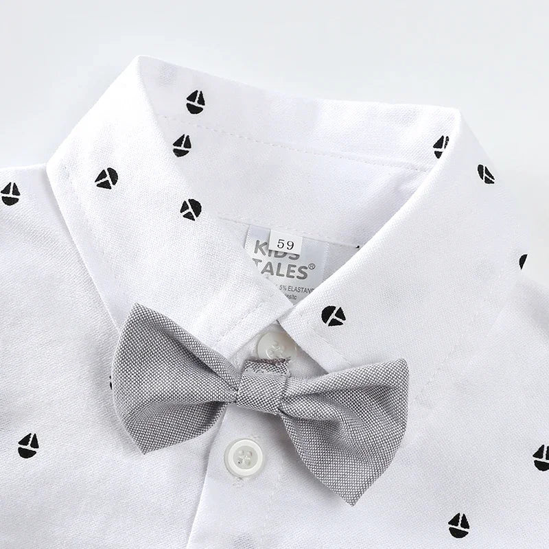 Conjunto de Caballero para Bebé Niño: Mameluco Corto, Pantalón de tirantes y Gorro (0-3T)