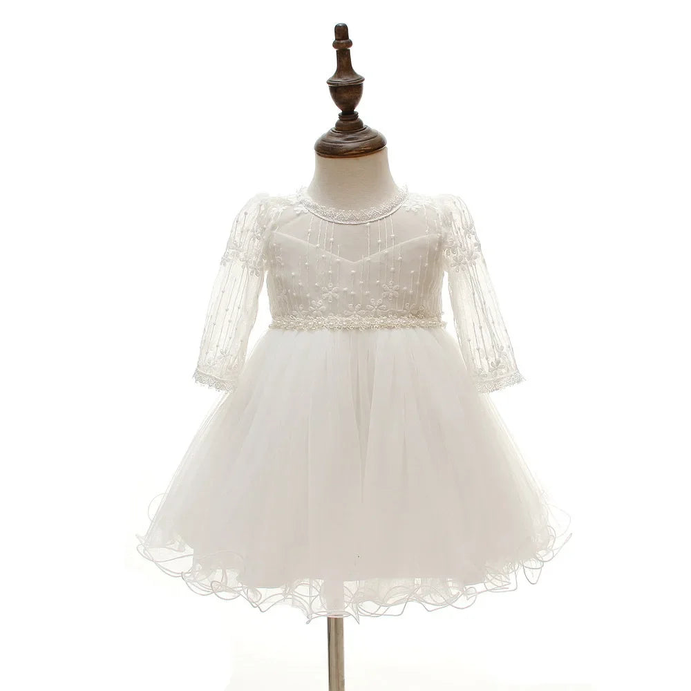 Vestido Blanco de Princesa para Bebé Niña | Bautizo, Boda y Primer Cumpleaños (0-24M)
