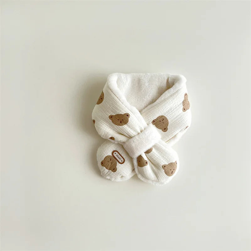Bufanda de Invierno de Felpa con Cruce (Estilo Coreano): Diseño de Oso (1-10 Años)