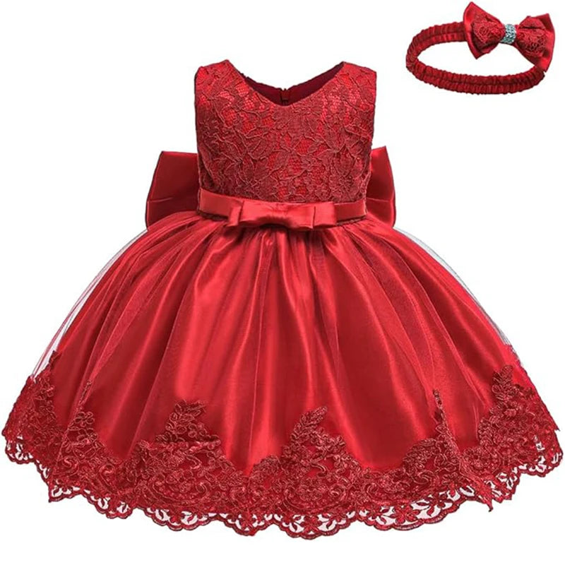 Vestido de Princesa Rojo para Bebé:  Navidad y Fiesta