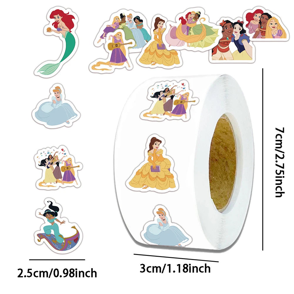 Rollo de 500 Pegatinas de Princesas Disney| Decoración DIY y Recompensas