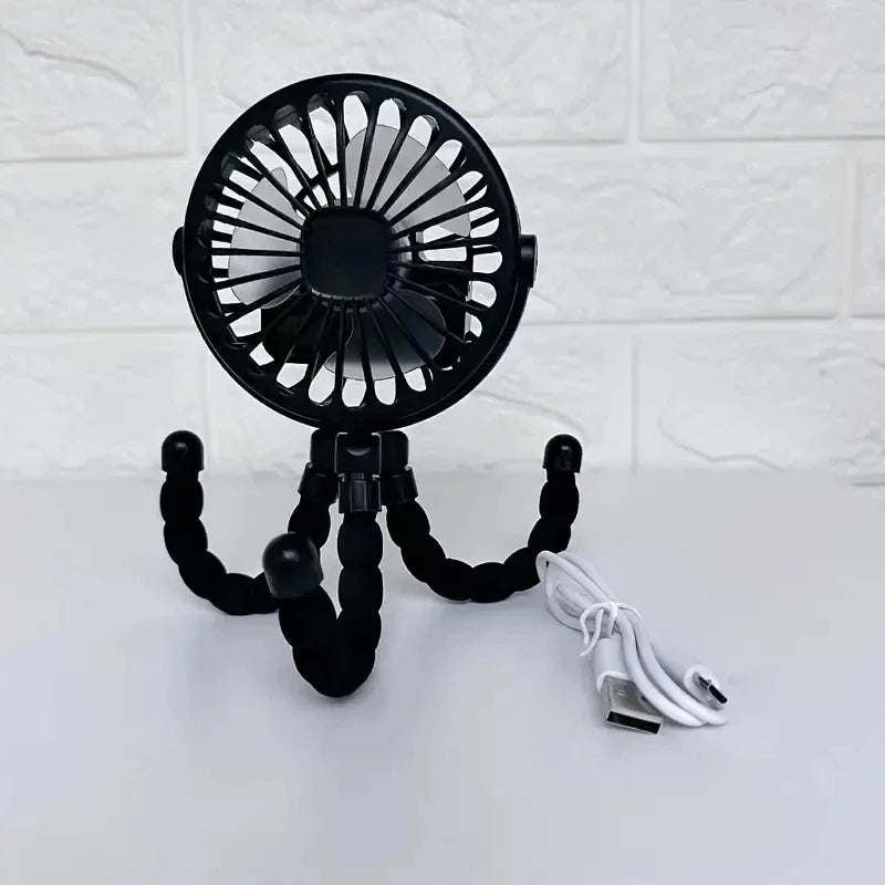 Ventilador portátil para carreola de bebé, recargable USB.