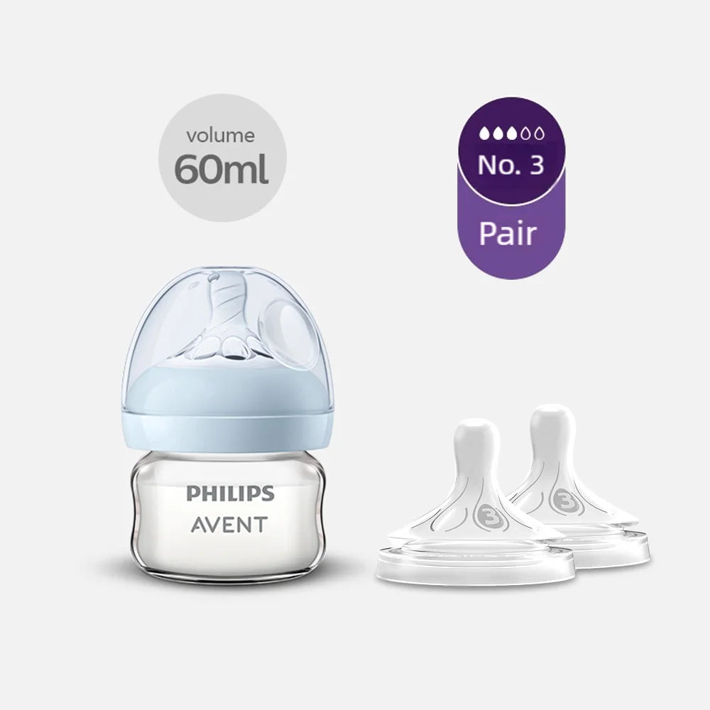 Biberón de Vidrio Philips Avent (125 ml/160 ml) | Borosilicato Puro, Calibre Ancho y Sistema Air Flex