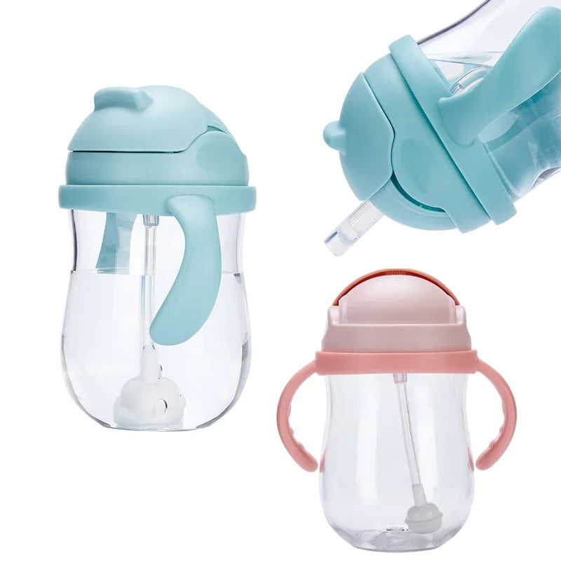 Botella de Agua con Popote y Válvula de 300 ml | Portátil, Antiderrames y con Asa para Entrenamiento