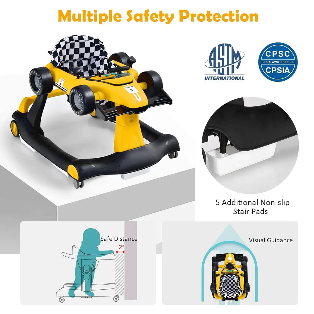 Andador de Bebé Premium 4 en 1 "Fórmula Racing": Evolutivo, Musical y Plegable