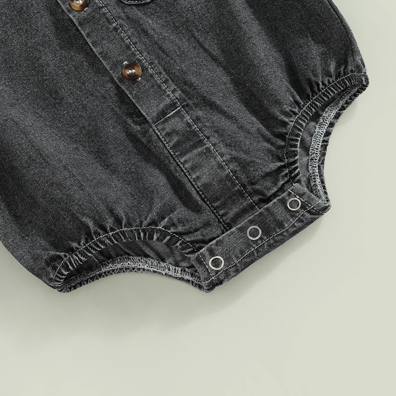 Mameluco de Mezclilla (Denim) para Bebé - Manga Corta y Cuello