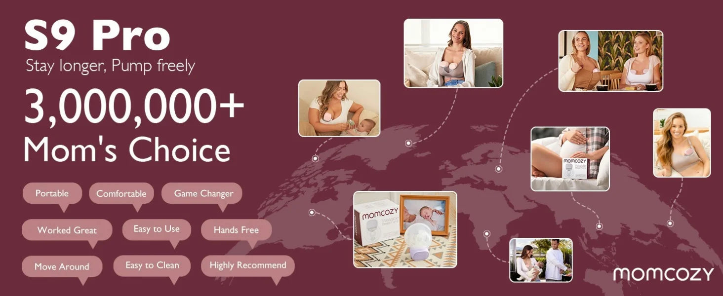 Extractor de Leche Manos Libres Momcozy S9 Pro | Doble Portátil, Batería de Larga Duración y Pantalla LED
