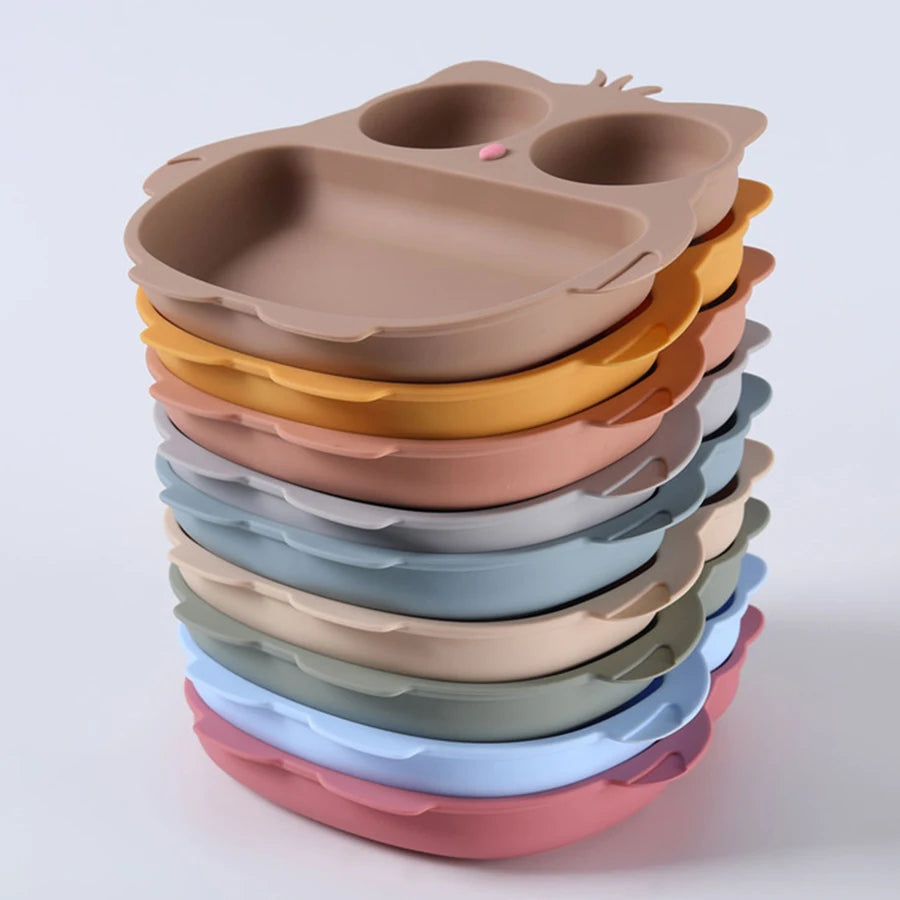Plato de Silicona con Succión | Diseño de Búho