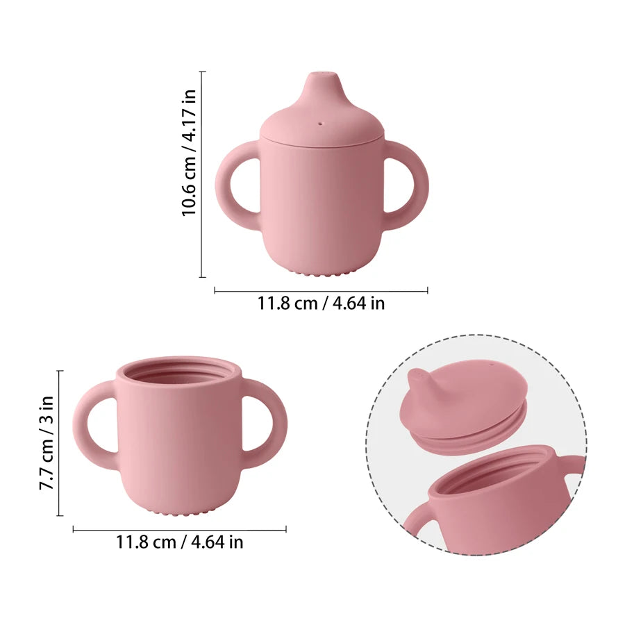 Taza de Entrenamiento de Silicona 180ml | Asas Fáciles, Antiderrame | Apta para Microondas/Lavavajillas