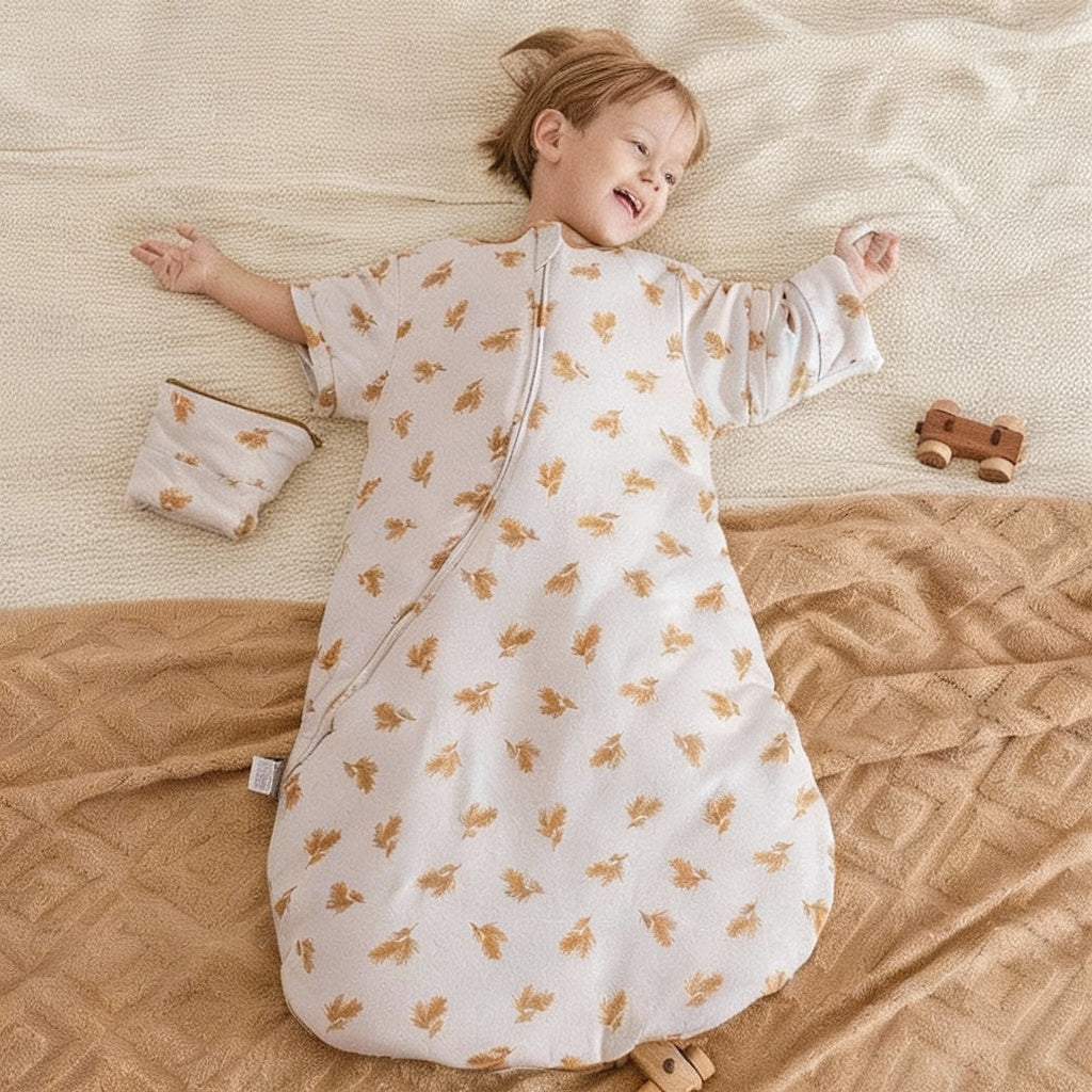Saco de Dormir de Algodón (2.5 & 3.5 Grado Térmico): Anti-Patadas y Mangas Desmontables (0-24 Meses)