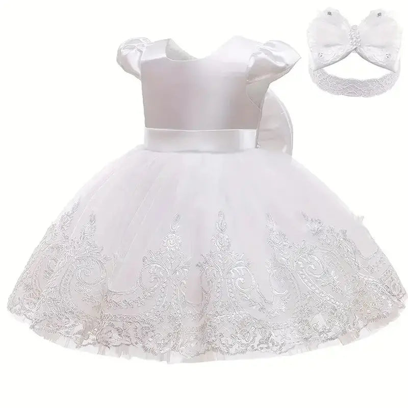 Vestido de Gala de Encaje y Tul para Bebé Niña: Bautizo y fiesta (0-2 Años)