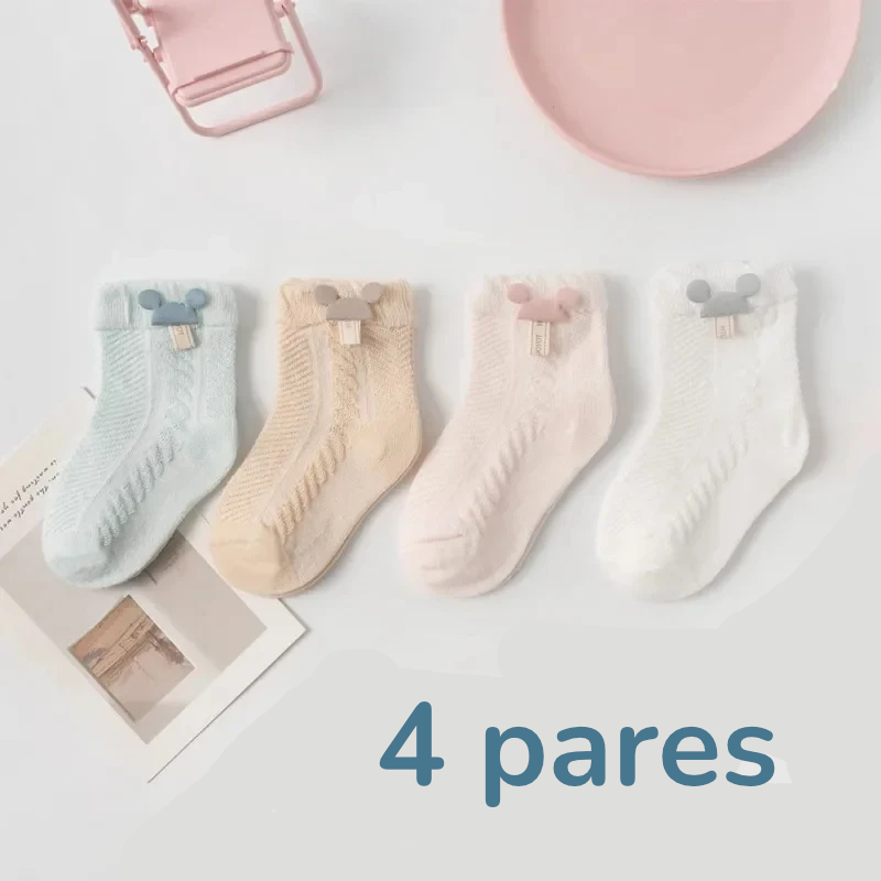 Calcetines Bebé Malla Fina: Frescura y Confort Dibujos Animados (0-3T)