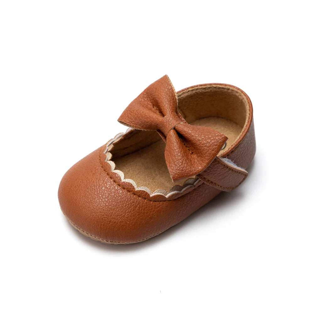 Zapatos Retro de Princesa con Moño - Suela Suave Antideslizante para Primeros Pasos