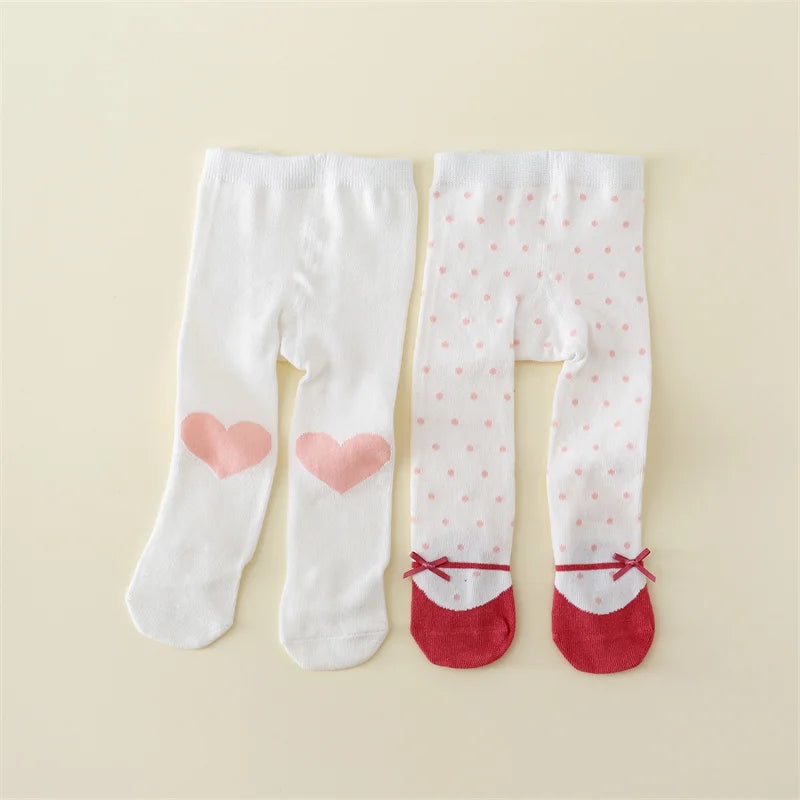 Set de 2 Pantimedias Tejidas de Algodón para Bebé Niña -(0-12M)