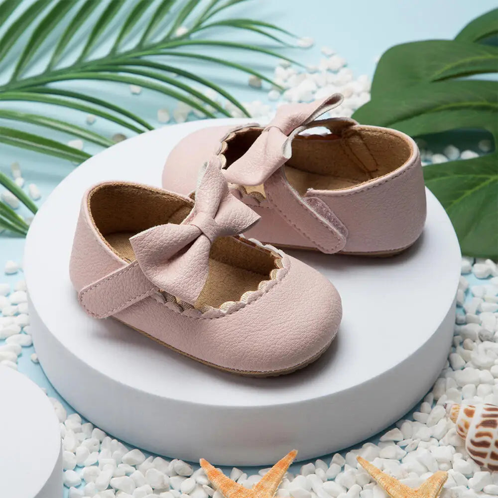 Zapatos Retro de Princesa con Moño - Suela Suave Antideslizante para Primeros Pasos