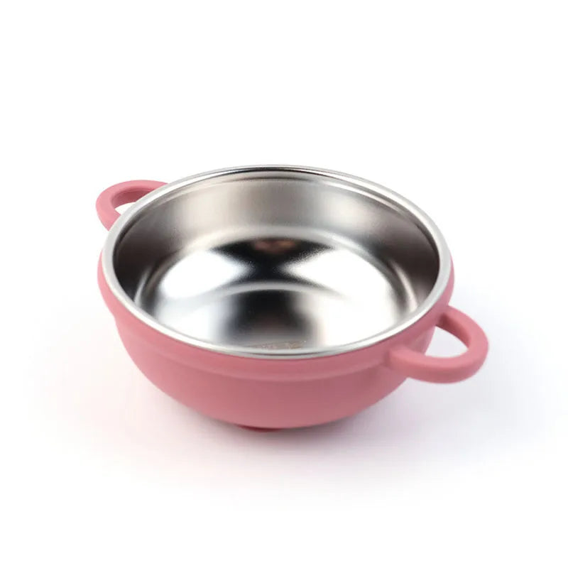 Tazón de Alimentación Dual | Acero Inoxidable Interior con Ventosa de Silicona Antideslizante