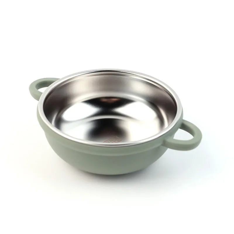 Tazón de Alimentación Dual | Acero Inoxidable Interior con Ventosa de Silicona Antideslizante