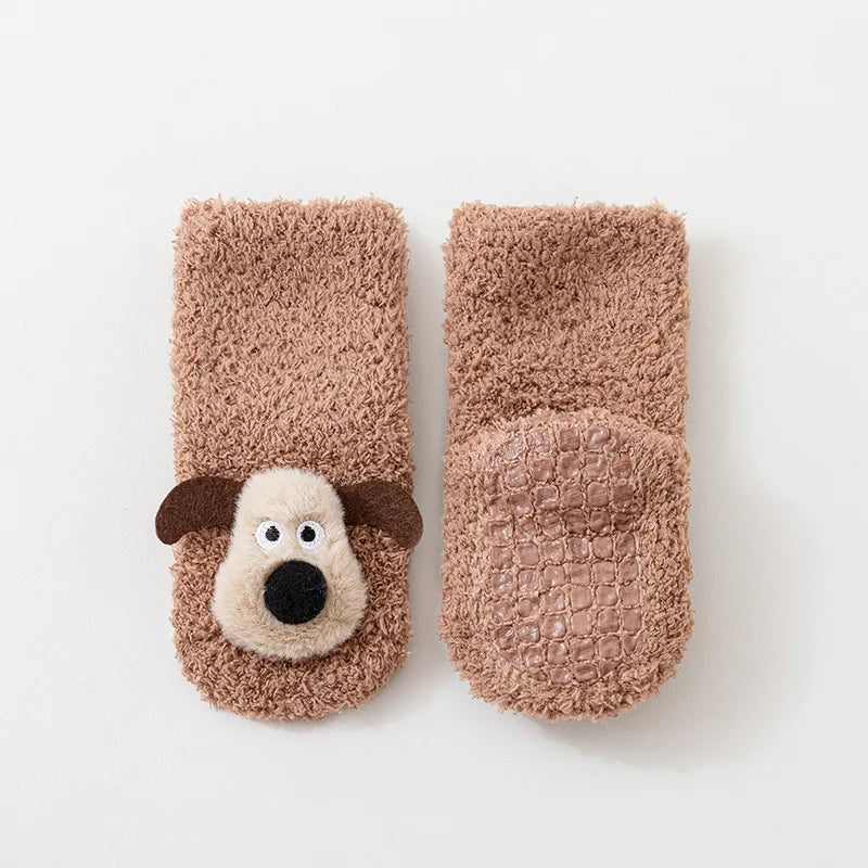 Calcetines de Invierno Cálidos y Antideslizantes para Bebé (Perrito Tridimensional)