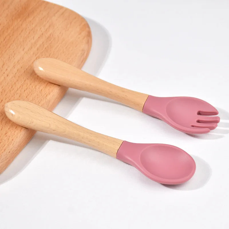 Set de Cubiertos de Entrenamiento – Silicona y Madera